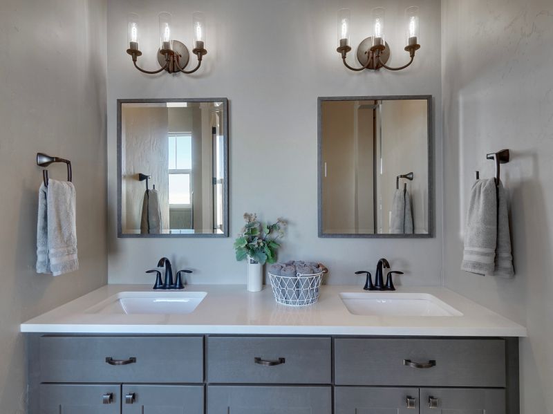 Backlit Mirror and Modern Fixtures